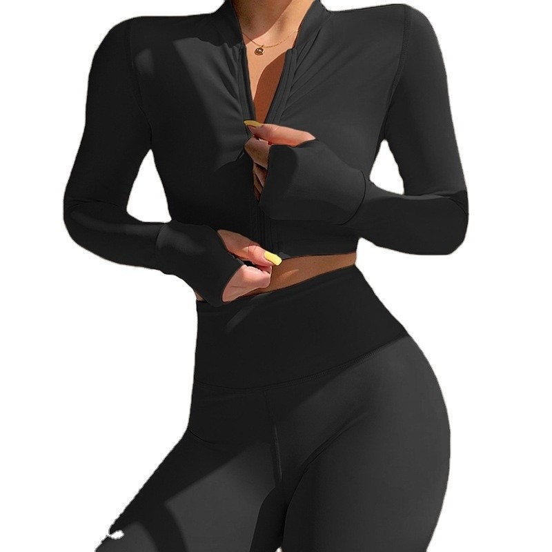 Maillot de sport pour femmes à manches longues ensemble de gymnastique pour la formation physique Midi longueur tenue de sport