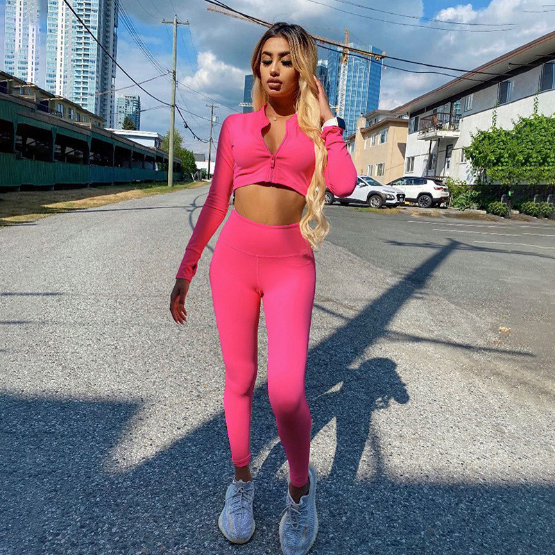 Maillot de sport pour femmes à manches longues ensemble de gymnastique pour la formation physique Midi longueur tenue de sport